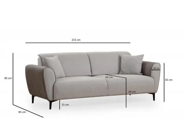 Hanah Home Třímístná rozkládací pohovka Aren 215 cm šedá