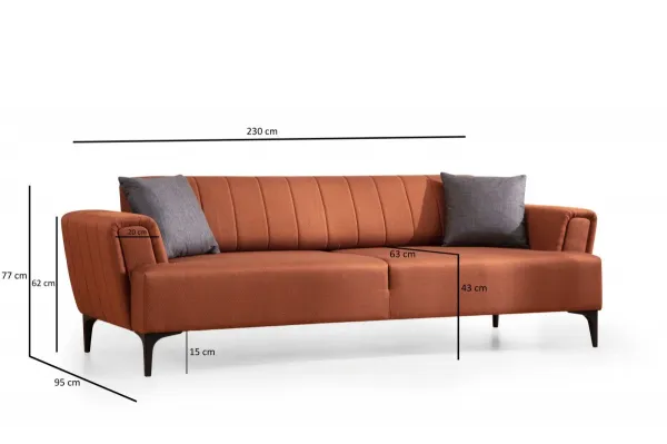 Hanah Home Třímístná rozkládací pohovka Hamlet 230 cm cihlově oranžová