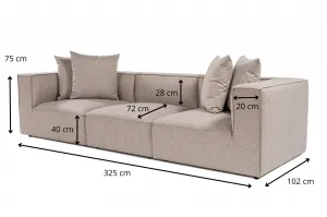 Hanah Home Třímístná pohovka Sora 325 cm pískově béžová