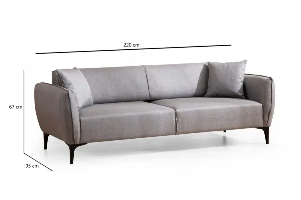 Hanah Home Třímístná rozkládací pohovka Belissimo 220 cm šedá