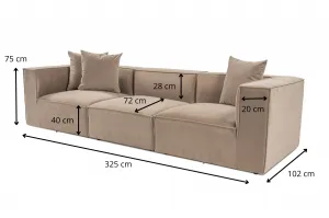 Hanah Home Třímístná pohovka Sora 325 cm cappucino