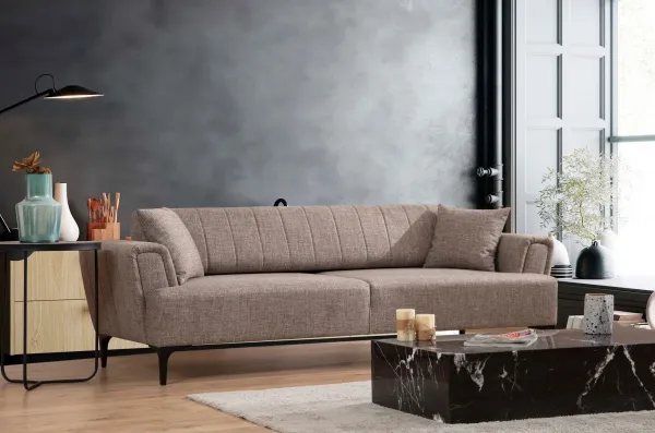Hanah Home Třímístná rozkládací pohovka Hamlet 230 cm světle hnědá