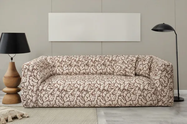 Hanah Home Třímístná pohovka Cady 235 cm béžová se vzorem