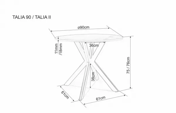 Signal Jídelní stůl Talia 90 cm keramika mramor/černý