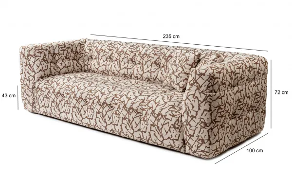 Hanah Home Třímístná pohovka Cady 235 cm béžová se vzorem