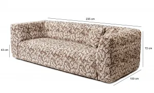 Hanah Home Třímístná pohovka Cady 235 cm béžová se vzorem
