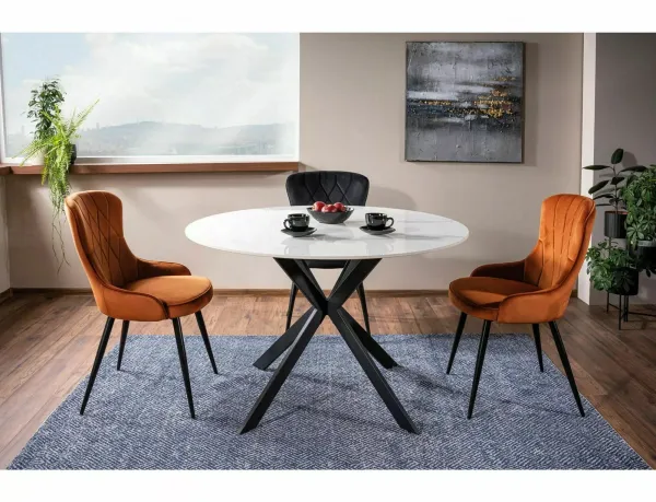 Signal Jídelní stůl Talia 90 cm keramika bílý mramor/černý