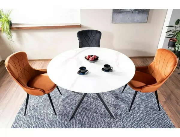 Signal Jídelní stůl Talia 90 cm keramika bílý mramor/černý
