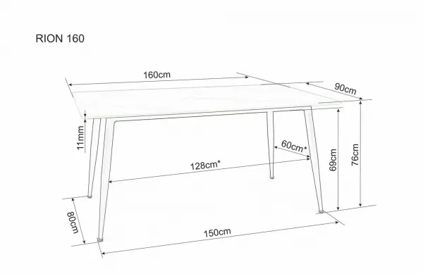 Signal Jídelní stůl Rion 160 cm keramika bílý mramor/černý