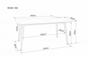 Signal Jídelní stůl Rion 160 cm keramika bílý mramor/černý