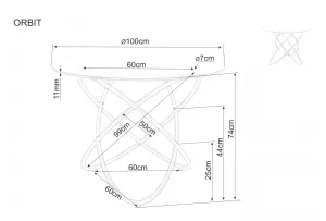 Signal Jídelní stůl Orbit 100 cm černý/čirý