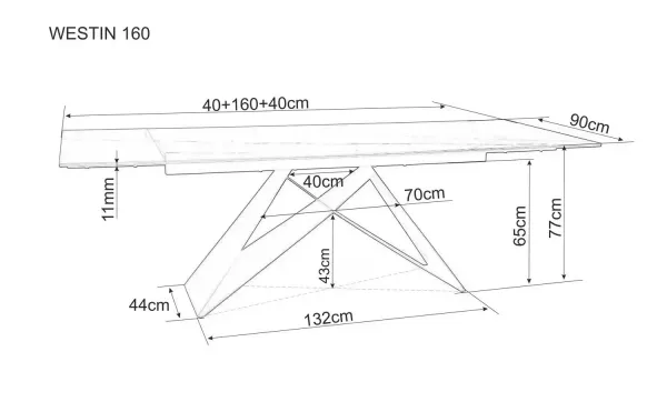 Signal Jídelní rozkládací stůl Westin 160/240 cm keramika černý/černý mramor