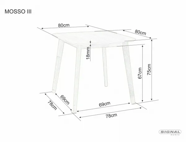 Signal Jídelní stůl Mosso III 80 cm dub přírodní