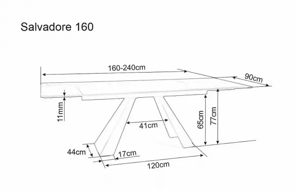 Signal Jídelní rozkládací stůl Salvadore 160/240 cm černý