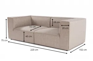 Hanah Home Dvoumístná pohovka Sora 220 cm pískově béžová