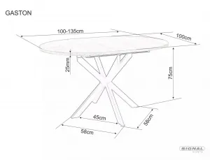 Signal Jídelní rozkládací stůl Gaston 100/135 cm černý mramor/černý