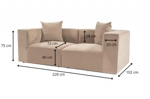 Hanah Home Dvoumístná pohovka Sora 220 cm cappucino