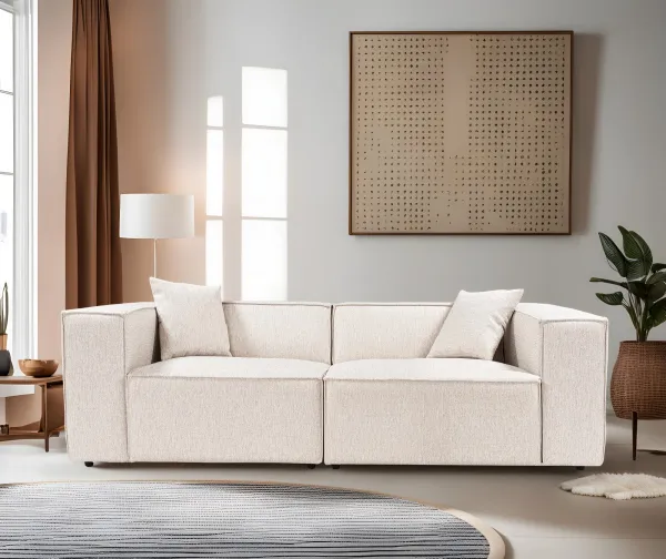Hanah Home Dvoumístná pohovka Lora 220 cm béžovo-hnědá