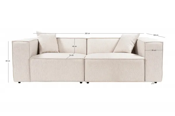 Hanah Home Dvoumístná pohovka Lora 220 cm béžovo-hnědá