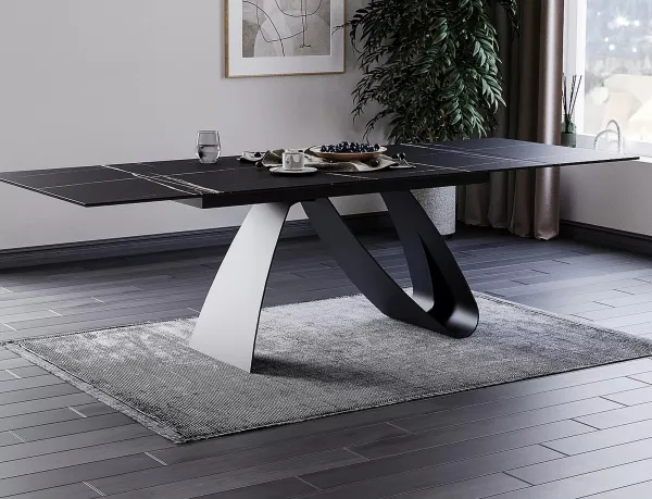 Signal Jídelní rozkládací stůl Diuna 160/240 cm keramika černý mramor/černý