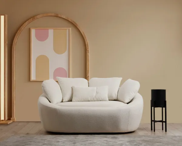 Hanah Home Dvoumístná pohovka Midye 155 cm krémová