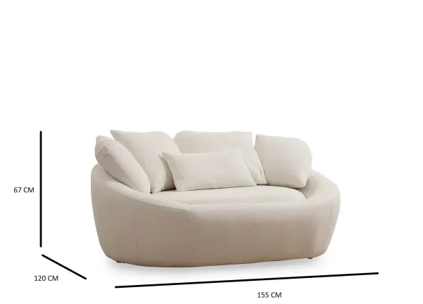 Hanah Home Dvoumístná pohovka Midye 155 cm krémová
