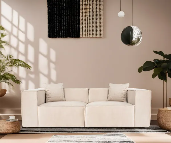 Hanah Home Dvoumístná pohovka Lora 220 cm krémová