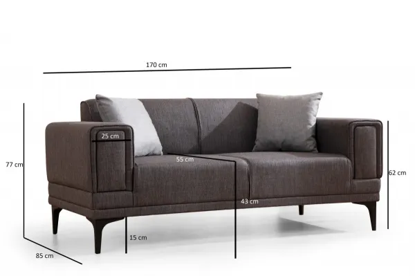 Hanah Home Dvoumístná pohovka Horizon 170 cm tmavě šedá