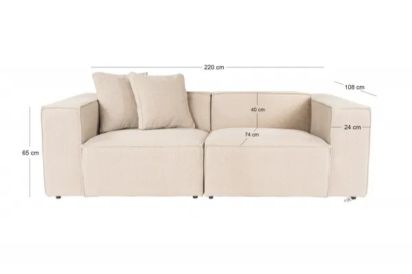 Hanah Home Dvoumístná pohovka Lora 220 cm broskvová