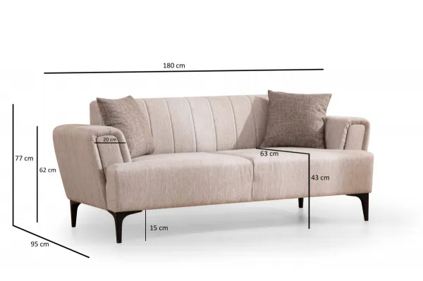 Hanah Home Dvoumístná pohovka Hamlet 180 cm béžová