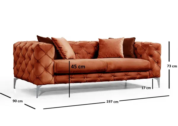 Hanah Home Dvoumístná pohovka Como 197 cm oranžová