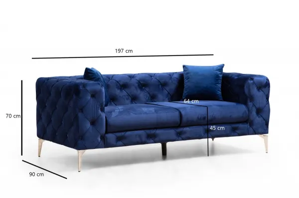 Hanah Home Dvojmiestna pohovka Como 197 cm modrá