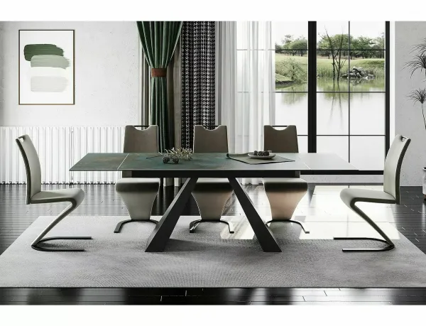 Signal Jedálenský rozkladací stôl Salvadore 160/240 cm čierny/tyrkysový
