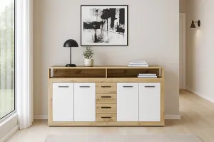 Vivaldi Komoda Luna 190 cm dub Artisan/biela