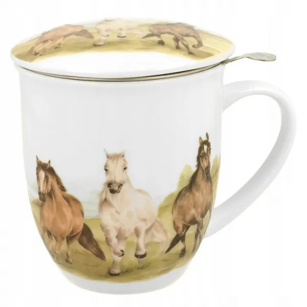 Duo Porcelánový hrnček HOHOHORSE 400 ml so sitkom biely/viacfarebný