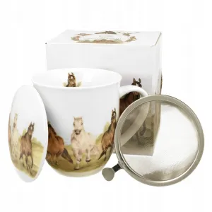 Duo Porcelánový hrnček HOHOHORSE 400 ml so sitkom biely/viacfarebný