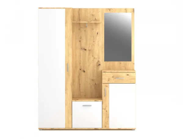 Vivaldi Predsieňová stena Trio so zrkadlom 145 cm dub Artisan/biela