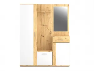 Vivaldi Predsieňová stena Trio so zrkadlom 145 cm dub Artisan/biela