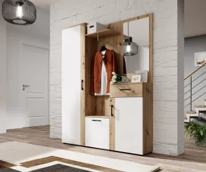 Vivaldi Predsieňová stena Trio so zrkadlom 145 cm dub Artisan/biela