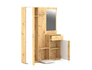 Vivaldi Predsieňová stena Trio so zrkadlom 145 cm dub Artisan/biela