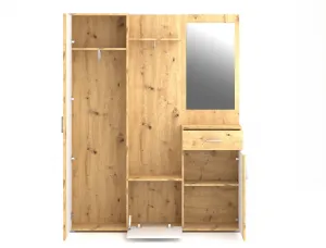 Vivaldi Predsieňová stena Trio so zrkadlom 145 cm dub Artisan/biela