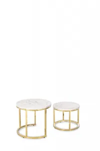 Vivaldi Sada 2 ks konferenčných stolíkov Olis mramor/zlatá