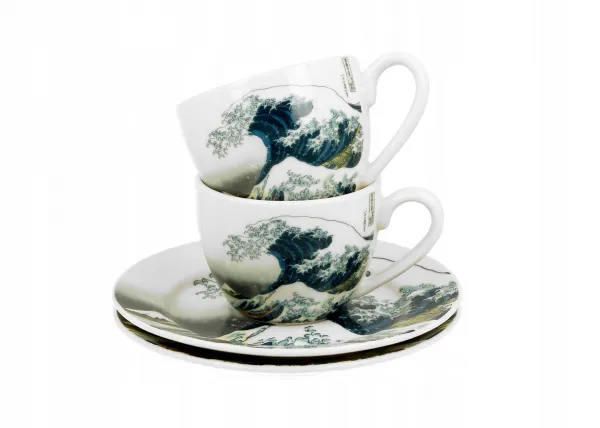 Duo Sada 2 ks šálok s podšálkou Hokusai The Great Wave 90 ml viacfarebná