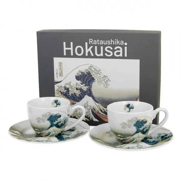 Duo Sada 2 ks šálok s podšálkou Hokusai The Great Wave 90 ml viacfarebná