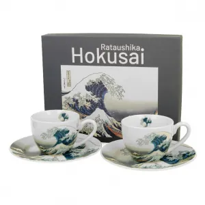 Duo Sada 2 ks šálok s podšálkou Hokusai The Great Wave 90 ml viacfarebná