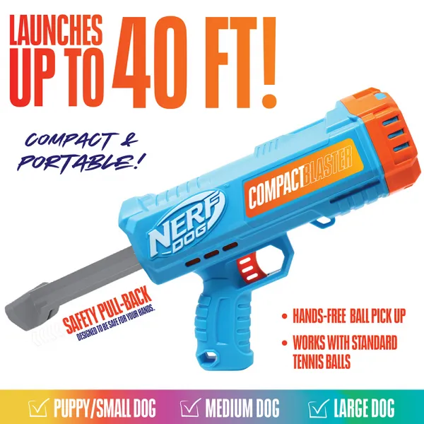 NERF DOG Darčeková sada – 30 cm kompaktný blaster a 2 ks tenisových loptičiek bez pískadla