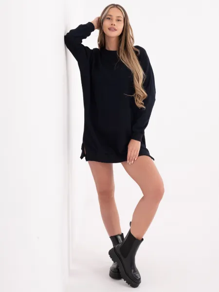 Oversized mikinové šaty v tmavomodrej farbe