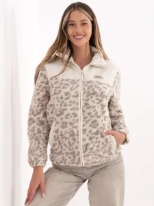 Dámska béžová mikina s leopardím vzorom