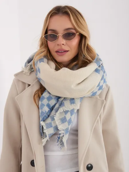 Šál s modro-bielym vzorom
