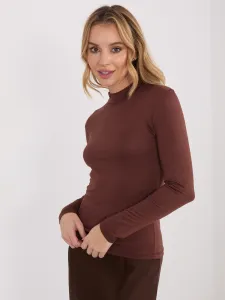 Hnedá jednofarebná blúzka s dlhým rukávom